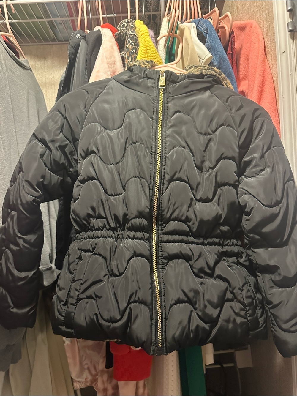 Jessica Simpson Black Quilted Hooded Puffer Jacket
